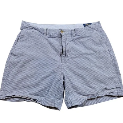 Pantalones Cortos Polo Ralph Lauren Para Hombre 35 Azul Chino Preppy Cuadros Cuadros Frente Plano Foto 1 de 4