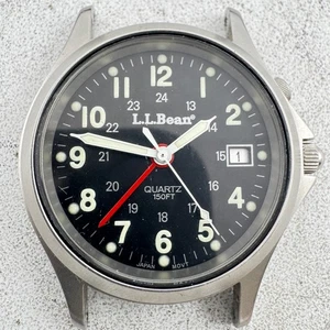 Vintage L.L. Bean Orologio da Polso Uomo Quarzo Data Militare Nero Giappone Acciaio - Foto 1 di 3