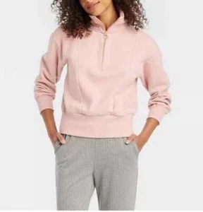 Women’s A New Day Quarter Zip Softstreme Knit Top Light Pink M - Picture 1 of 3