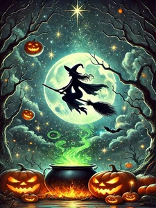 Halloween Diamond Art Kits for Adults - Halloween Witch Diamond Painting Kits fo - Picture 1 of 7