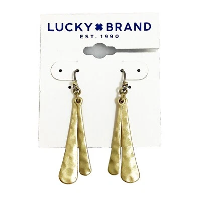Brincos de gota dupla martelados em tom dourado Lucky Brand - Imagem 1 de 4