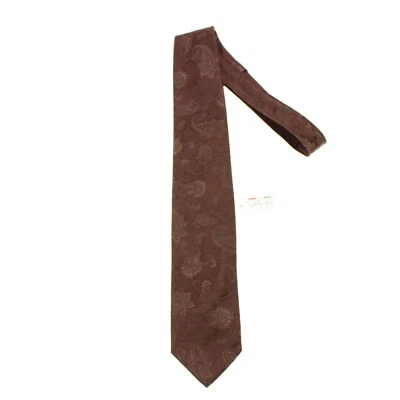Corbata Italo Ferretti Nueva con Etiquetas en Marrón con Paisley Tonal 100% Seda Hecha en Italia Foto 1 de 4