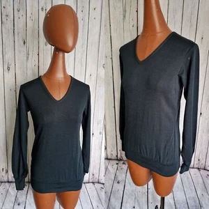 1970s Top Black Acrylic-Size Small- Vintage V-Neck Skinny Mint Condition CK99s - Picture 1 of 15