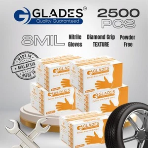 GLADES™ Industrial Heavy-Duty Nitrile Gloves Powder-Free 8mil M-XXL 2500 PCS - Picture 1 of 9