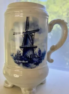 Blue Delft Holland Dutch Windmill Beer Stein Mug Vintage - Picture 1 of 8