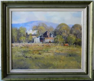 Doug Sealy (1937-) Original Oil Painting Spring Morning Cattle Grazing Hill End - Picture 1 of 6