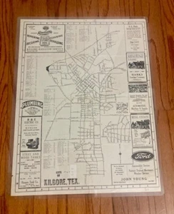 Antiguo mapa de la ciudad de Kilgore Texas Texana cartografía arte de pared condado de Gregg Rusk - Imagen 1 de 2
