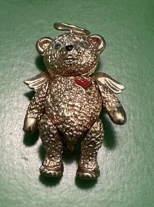 Vintage Batya Gold Plated Articulated Teddy Bear Pim-1990s Costume Jewelry - Picture 1 of 3