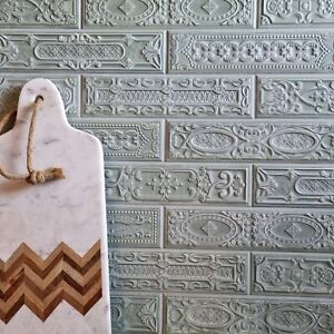Tile Samples: Sydney Antique Green Decor Victorian  Wall Tiles 7.5 X 30cm