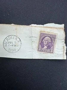 Rare 1932 3 Cent George Washington Stamp Purple Aberdeen NC Vintage Postmark - Picture 1 of 4