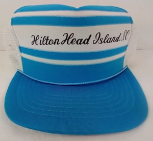 Vintage Hilton Head Island SC Trucker Mesh Snapback Hat Teal Blue NOS - Picture 1 of 7