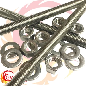 Barra roscada de acero inoxidable M6 A2 - tachuelas de varilla 6 mm + tuercas completas + lavadoras - Imagen 1 de 4