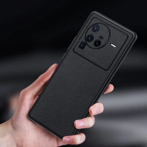 Per vivo X80 Pro, custodia sottile posteriore in vera pelle ibrida di lusso - Foto 1 di 11