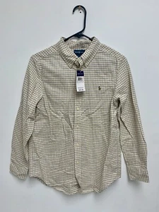 NEW Boys Ralph Lauren Yellow Black Checked Cotton Dress Shirt Size: L (14-16) - Picture 1 of 3