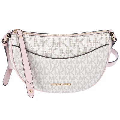 Michael Kors Dover Small Half Moon Crossbody Vanilla Pink Powder Blush Multi - Image 1 of 4