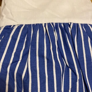 Lauren Ralph Lauren Queen Sized Bed Skirt Blue  White Striped Split Corners - Picture 1 of 7