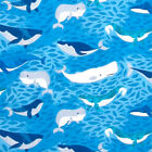 Robert Kaufman "Seaside Treasures" Whales Blue By Yard