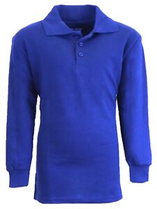 School Uniform Long Sleeve Polos for Boys Choose Shirts Color - Sizes 4-20 NWT