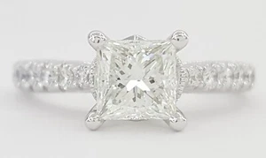 Natalie K Princess Cut Diamond Engagement Ring 1.47 ct 14K White Gold Rtl $8.3K - Picture 1 of 10