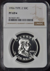 1956 Type 2 Franklin Silver Half Dollar - NGC PF69 * Star - ✪COINGIANTS✪ - Picture 1 of 2