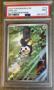 2025 POKÉMON BLACK BOLT EN EMOLGA ILLUSTRATION RARE #112 💎 PSA 9 - Bild 1 von 6