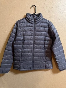 LADIES AMAZON ESSENTIALS LIGHTWEIGHT PACKABLE PUFFER JACKET SZ MEDIUM GRAY - Picture 1 of 4