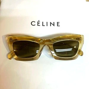 Occhiali da sole CELINE Phoebe Philo estate 2016 giallo ocra rettangolo CL41399/S buoni - Foto 1 di 7