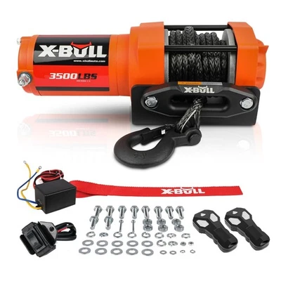 X-BULL Winch 3500LB Synthetic Rope Remote Control 2PCS ATV UTV BOAT Trailer 12V Foto 1 de 4