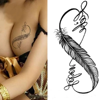 Temporäres Tattoo Leben Liebe Life Love Federn Wasserfest Feder