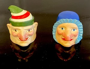 Collectible Pair Of Thimbles Man And Woman In Hat - Picture 1 of 3