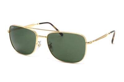 New Ray-Ban Aviator Sunglasses RB 3755 001/31 59-19 145 Gold Frames Green Lenses - Image 1 of 4
