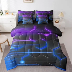 Feelyou Honeycomb Bedding Set Geometrical King Comforter Set with Sheets for ... - Picture 1 of 6