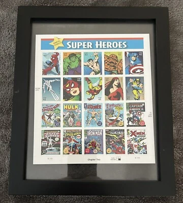 Hoja de 20 estampillas de superhéroes de Marvel Comics - con marco Foto 1 de 2