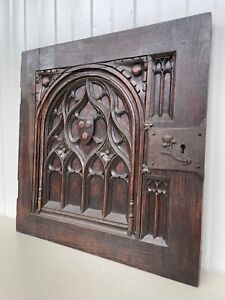 Antique Gothic Revival Door  panel in wood circa 1900