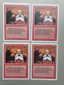 Dwarven Warriors x4 PLAYSET, MTG Revised Ed. (1994) Common Red Creature NM - Picture 1 of 2