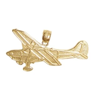 New 14k Yellow Gold Cessna Airplane Pendant - Picture 1 of 3
