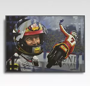 Barry Sheene MotoGP A3 print from painting by Greg Tillett poster Wall art - Picture 1 of 3
