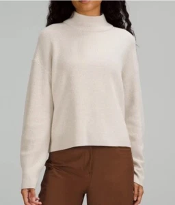 Lululemon SZ 2 Merino Wool-Blend Ribbed Turtleneck Sweater Ivory Ecru XS - Picture 1 of 6