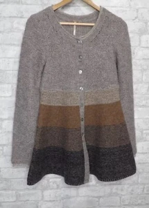 Free People Cardigan Sweater Angora & Wool Genuine Abalone Button Front Small - Picture 1 of 6