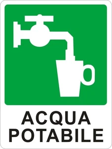 2 TARGHETTE ADESIVE "ACQUA POTABILE" SICUREZZA, ANTINFORTUNISTICA, SEGNALETICA - Picture 1 of 1