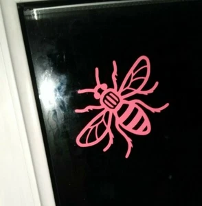 MANCUNIAN MANCHESTER BEE PINK STICKER - BUMPER, LAPTOP, WINDOW etc - Picture 1 of 1