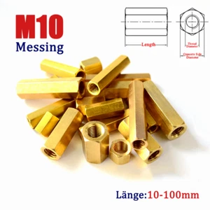 M10 Messing Distanzmuffen Sechskantmuttern Gewindehülsen Sechskant Abstandshalte - Picture 1 of 12