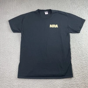 NRA Shirt Mens Large Black Short Sleeve Freedom Through Strength Flag Eagle USA - Picture 1 of 9