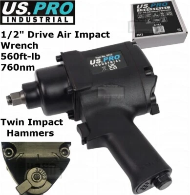 US PRO INDUSTRIAL 1/2" Air Impact Wrench Gun 760nm 560ft/lb Torque NEW 8513 - Image 1 of 4