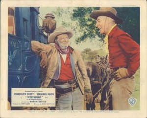 WESTBOUND RANDOLPH SCOTT U.S. MAIL STAGECOACH ORIGINAL LOBBY CARD
