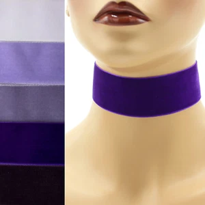 Purple Velvet Choker 1.5 inch (36 - 38 mm) wide custom adjustable necklace USA - Picture 1 of 10
