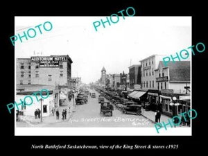 OLD 8x6 HISTORIC PHOTO OF NORTH BATTLEFORD SASKATCHEWAN KING St & STORES 1925 - Photo 1/1