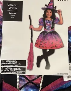 New Way to Celebrate Unicorn Witch Halloween Costume Dress &Hat Sz MED 7/8 - Picture 1 of 9