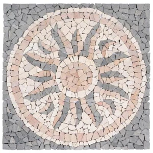 DIVERO Fliesen Rosone Sonne Mosaik Marmor creme grau rosé 90 x 90 cm - Bild 1 von 7
