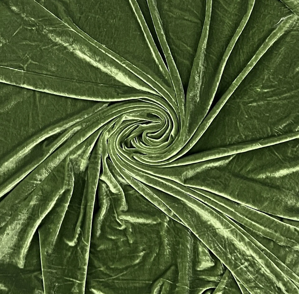 "Tela de terciopelo elástico verde oliva 60"" de ancho vendida por yarda" Foto 1 de 1